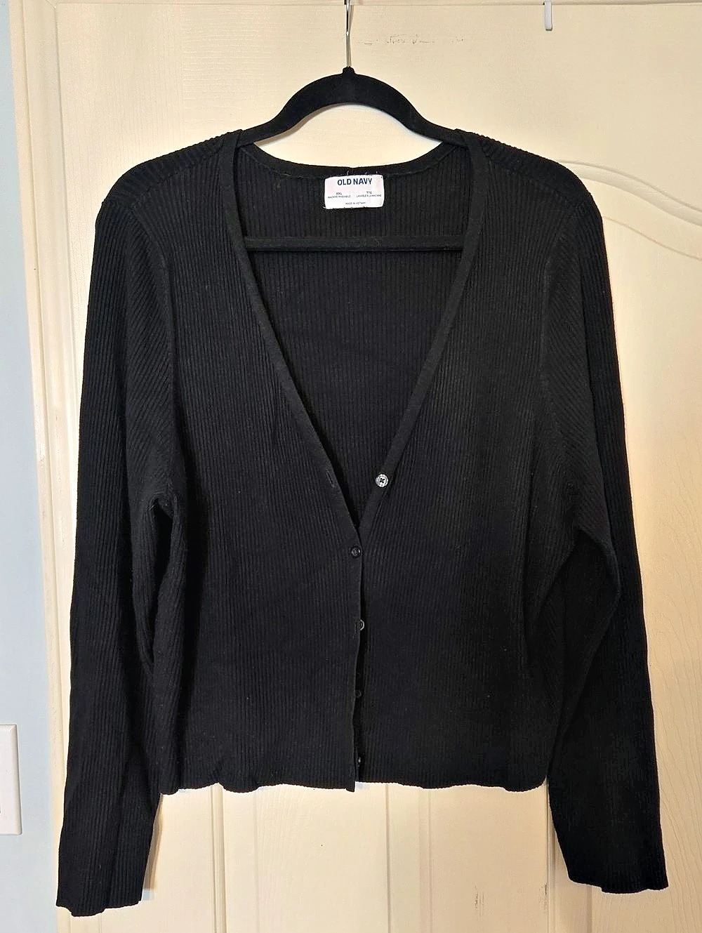 Old Navy Ribbed Cardigan in Black Size XXL